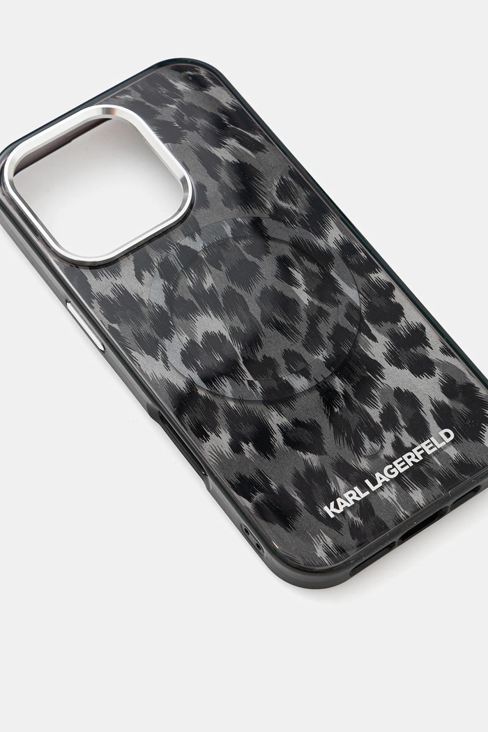 Puzdro na mobil Karl Lagerfeld iPhone 16 Pro KLHMP16LHDLEOICK sivá AA00