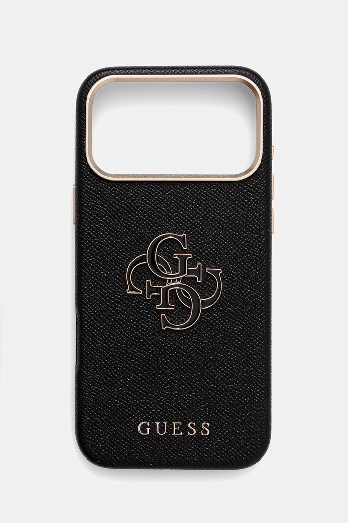 Puzdro na mobil Guess iPhone 17 Pro Max nášivka čierna GUHCP17X5PS4RGGK