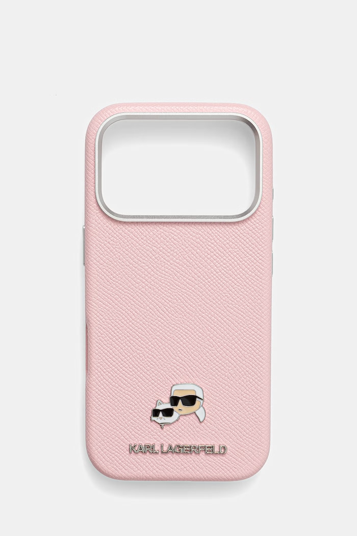 Etui za telefon Karl Lagerfeld iPhone 17 Pro natpis roza KLHMP17L6PFKCLP
