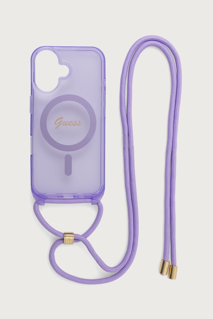 Guess Etui na telefon iPhone 16 fioletowy GUHMP16SHCTSGNSU
