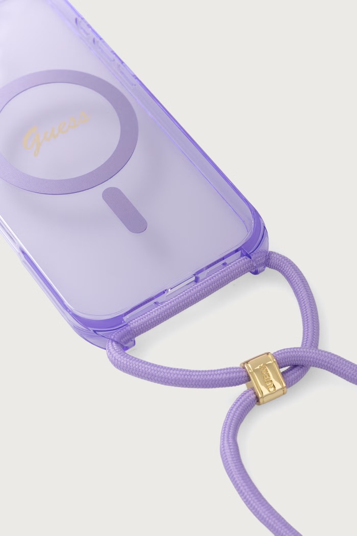 Guess Etui na telefon iPhone 16 GUHMP16SHCTSGNSU fioletowy AA00