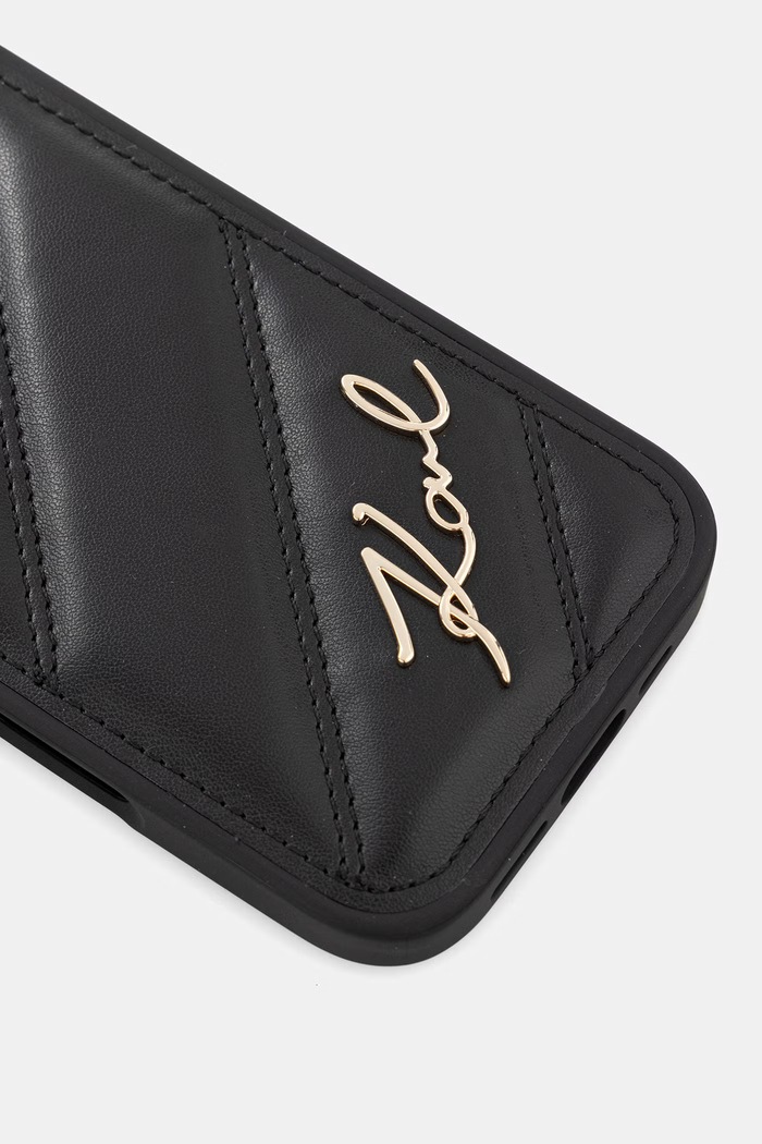 Karl Lagerfeld etui na telefon z imitacji skóry iPhone 16 Pro KLHCP16LPQDSMGK czarny AA00
