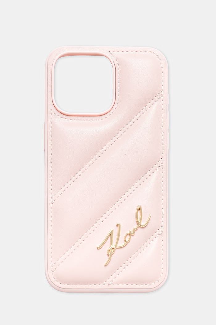 Karl Lagerfeld etui na telefon z imitacji skóry Phone 15 Pro Max różowy KLHCP15XPQDSMGP