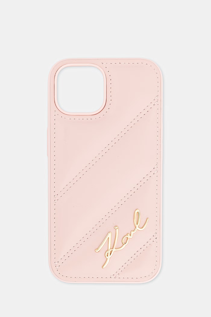 Karl Lagerfeld etui na telefon z imitacji skóry iPhone 15 / 14 / 13 różowy KLHCP15SPQDSMGP