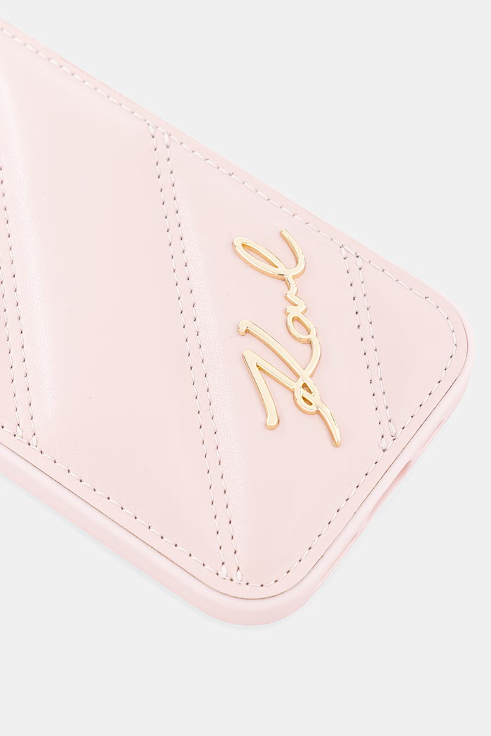 Karl Lagerfeld etui na telefon z imitacji skóry iPhone 15 / 14 / 13 KLHCP15SPQDSMGP różowy AA00