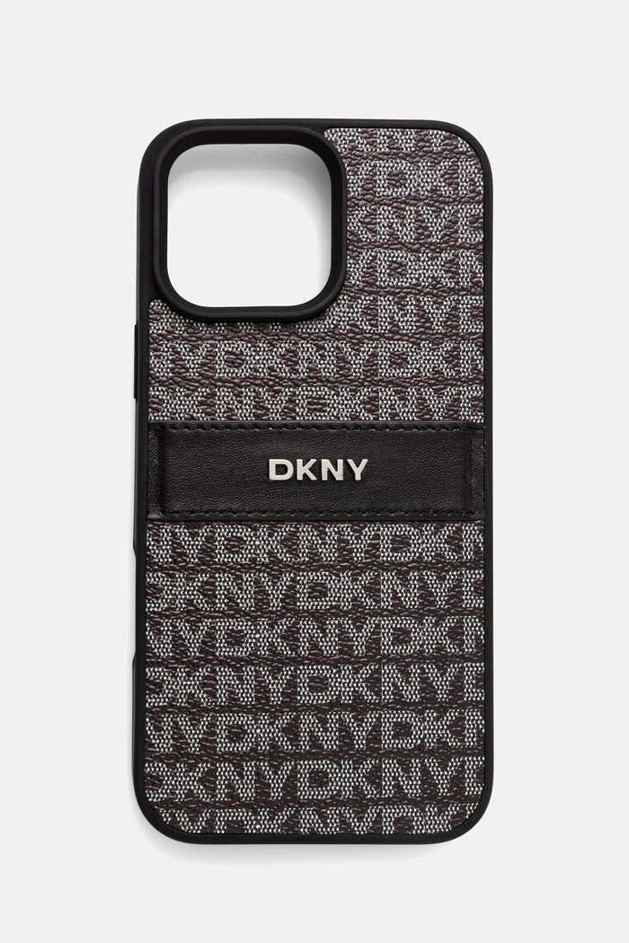 DKNY etui na telefon z imitacji skóry iPhone 16 Pro Max czarny DKHCP16XPRTHSLK