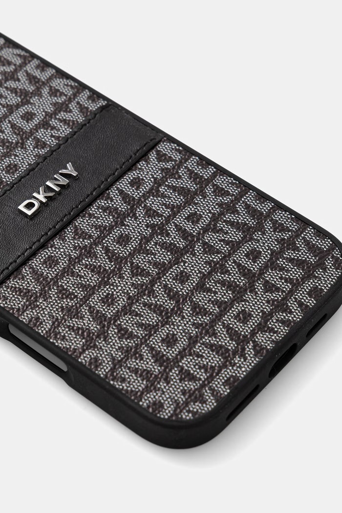 DKNY etui na telefon z imitacji skóry iPhone 16 Pro Max DKHCP16XPRTHSLK czarny AA00
