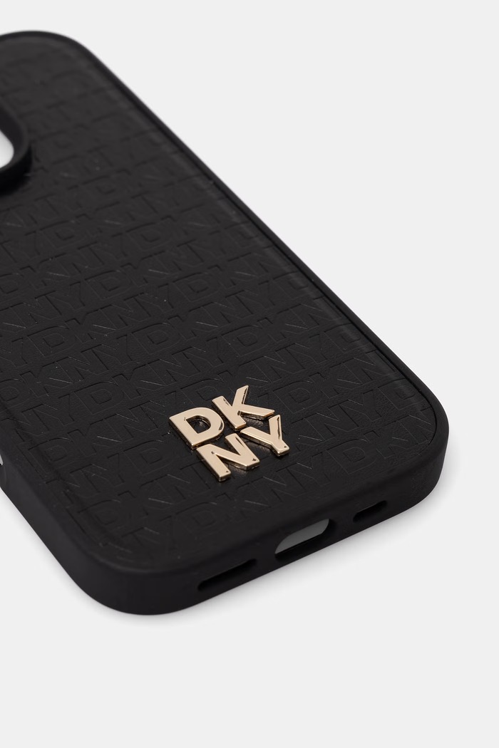 DKNY etui na telefon z imitacji skóry iPhone 16 Pro DKHMP16LPSHRPSK czarny AA00