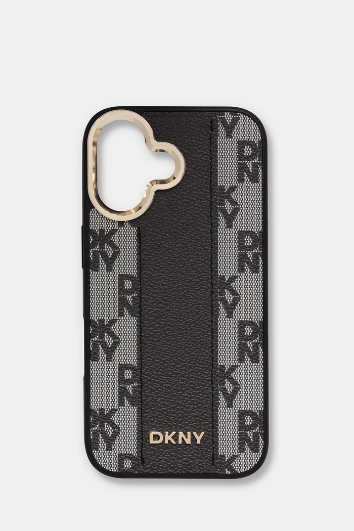 DKNY etui na telefon z imitacji skóry iPhone 16 czarny DKHMP16SPCPVSLK