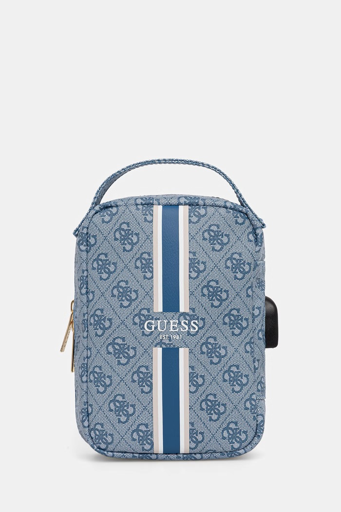 Guess organizer na kable z imitacji skóry niebieski GUHBP4RPSB