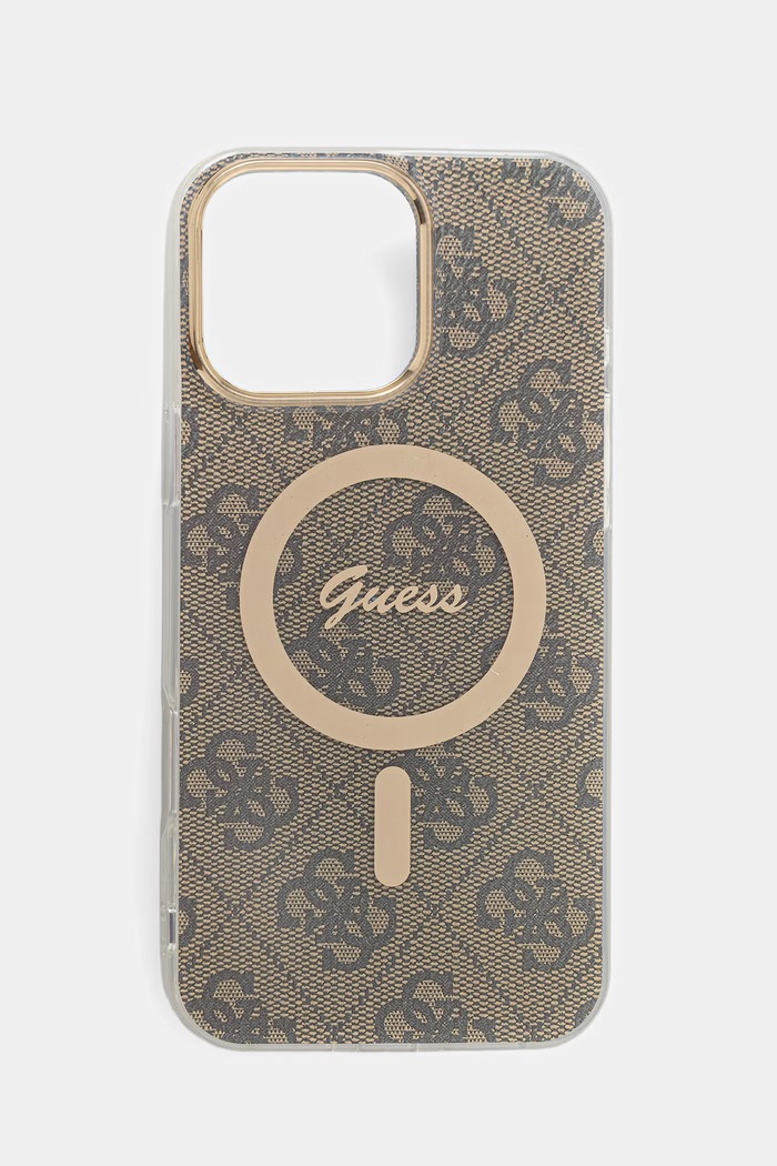 Guess etui na telefon iPhone 16 Pro Max brązowy GUHMP16XH4STW