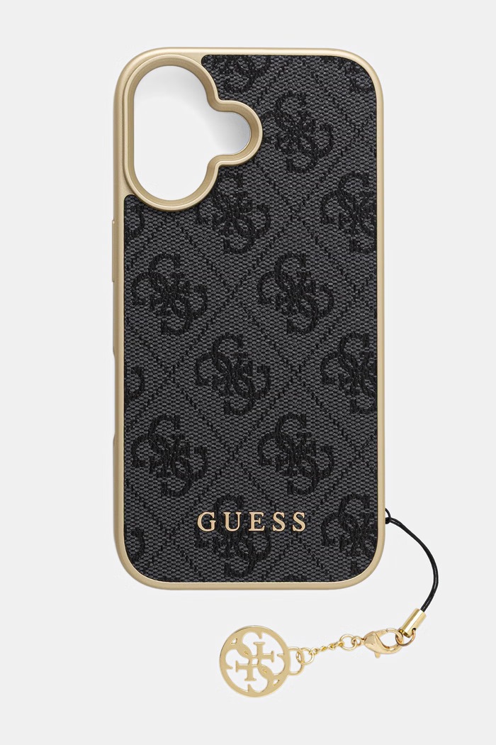 Guess etui na telefon z imitacji skóry iPhone 16 granatowy GUHCP16SGF4GGR