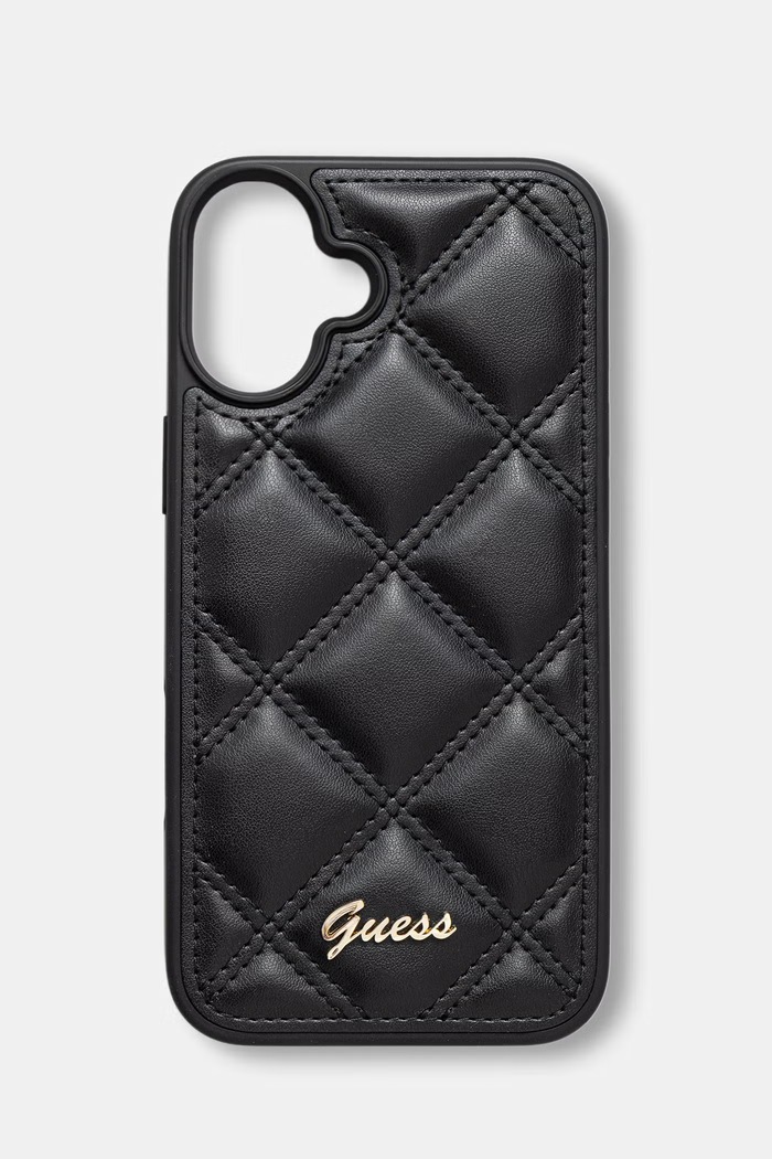 Guess etui na telefon z imitacji skóry iPhone 16 Plus czarny GUHCP16MPSQSQSK