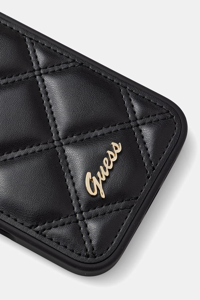 Guess etui na telefon z imitacji skóry iPhone 16 Plus GUHCP16MPSQSQSK czarny AA00