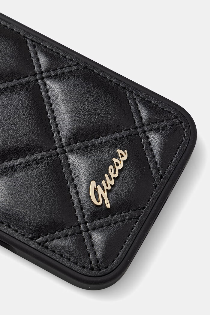 Guess etui na telefon z imitacji skóry iPhone 16 Plus GUHCP16MPSQSQSK czarny AA00