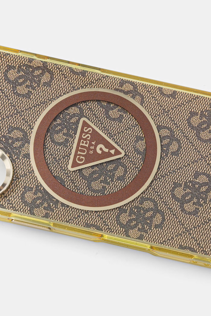Guess etui na telefon iPhone 16 GUHMP16SHG4PRTGW brązowy AA00