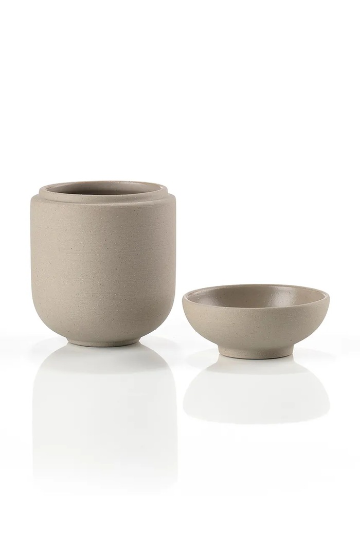 Zone Denmark pojemnik łazienkowy z kamionki 6,5 x 9 cm 37654 beżowy AA00