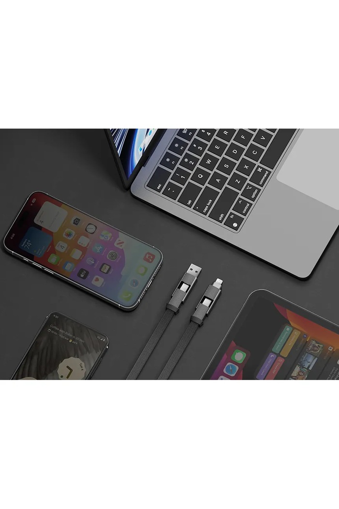 Nabíjací kábel 4 v 1 Bazic (USB-A, USB-C, USB-C i Lightning) 1 m CBL.GC4N1.BLK100