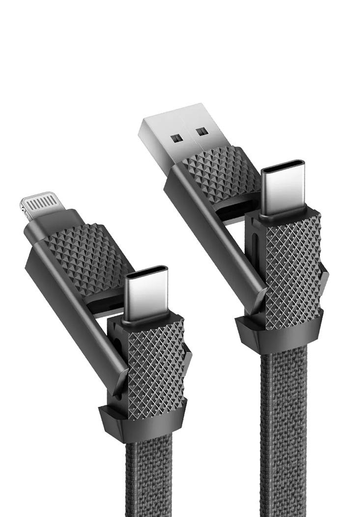 Nabíjací kábel 4 v 1 Bazic (USB-A, USB-C, USB-C i Lightning) 1 m CBL.GC4N1.BLK100 čierna AA00