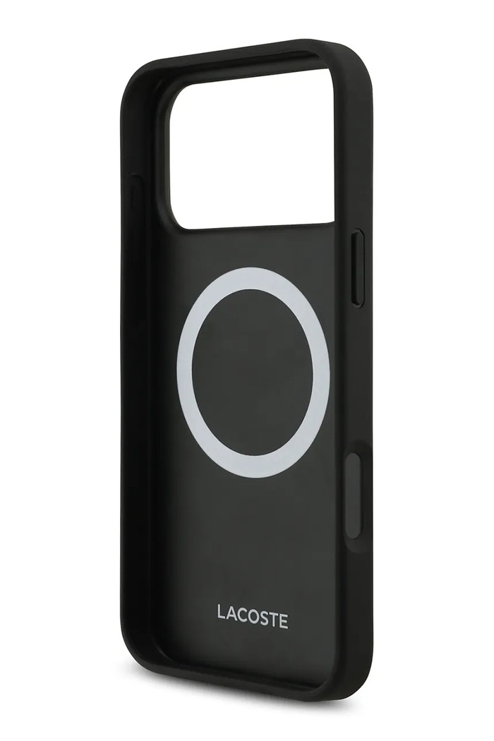 Puzdro na telefón so vstavaným magnetickým krúžkom Lacoste MagSafe iPhone 17 Pro Max LCHMP17XPBLK čierna AA00