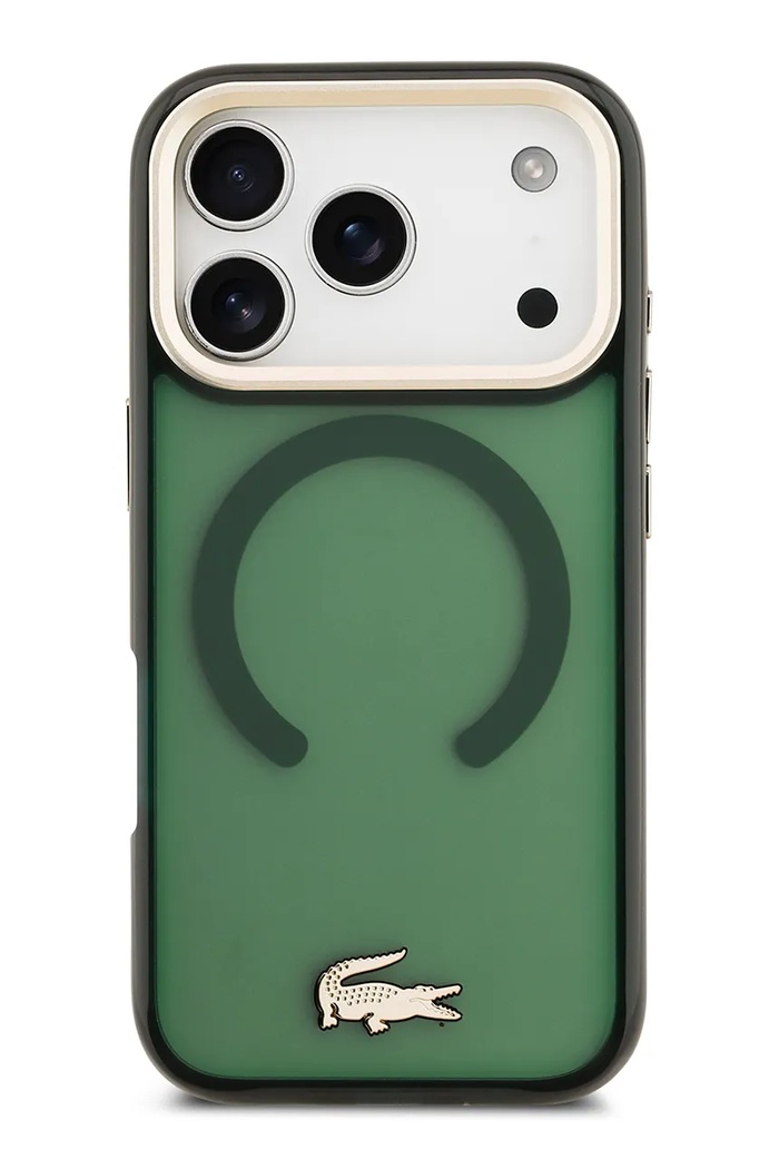 Lacoste beépített mágneses gyűrűvel ellátott telefon tok MagSafe iPhone 17 Pro zöld LCHMP17LUFWAE