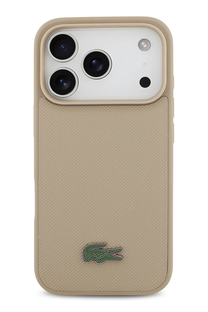 Pouzdro na telefon s vestavěným magnetickým kroužkem Lacoste MagSafe iPhone 17 Pro béžová LCHMP17LPLAT
