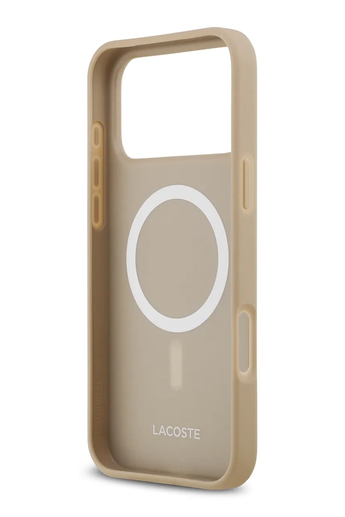 Puzdro na telefón so vstavaným magnetickým krúžkom Lacoste MagSafe iPhone 17 Pro Max LCHMP17XPLAT béžová AA00