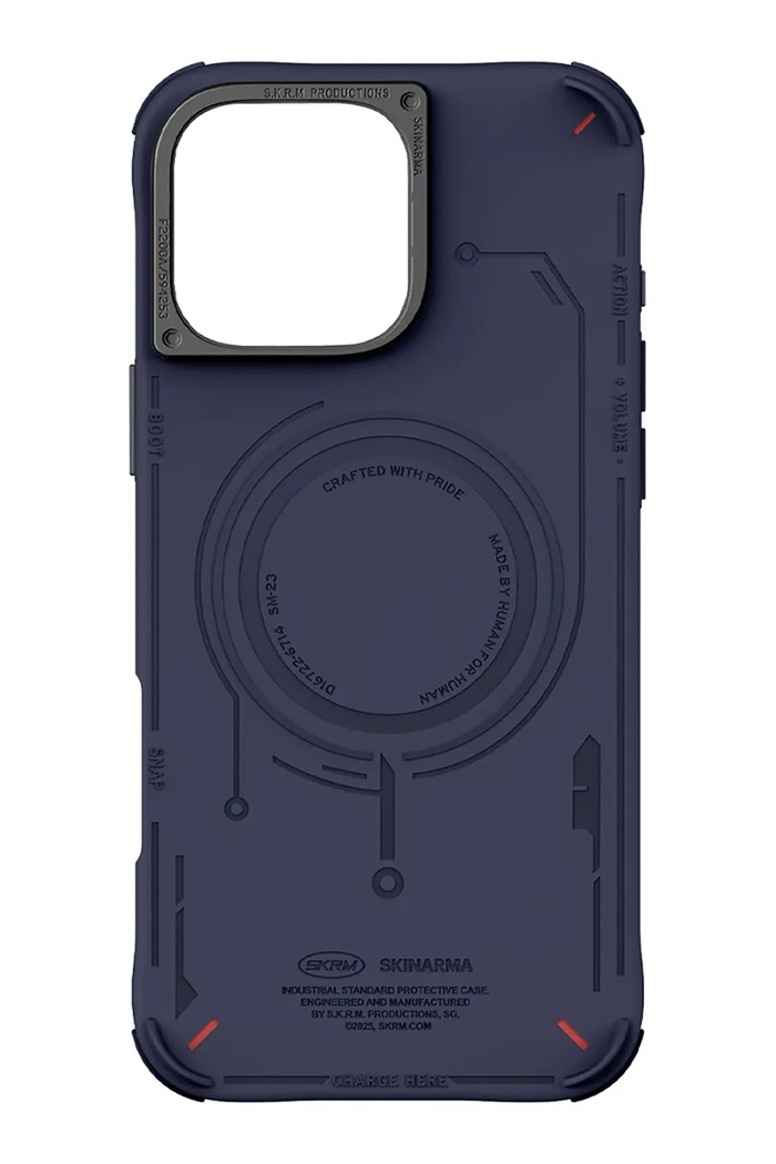 Etui za telefon z vgrajenim magnetnim obročem Skinarma iPhone 16 Pro Max SK.2024PP69.MECHA.BLU mornarsko modra AA00