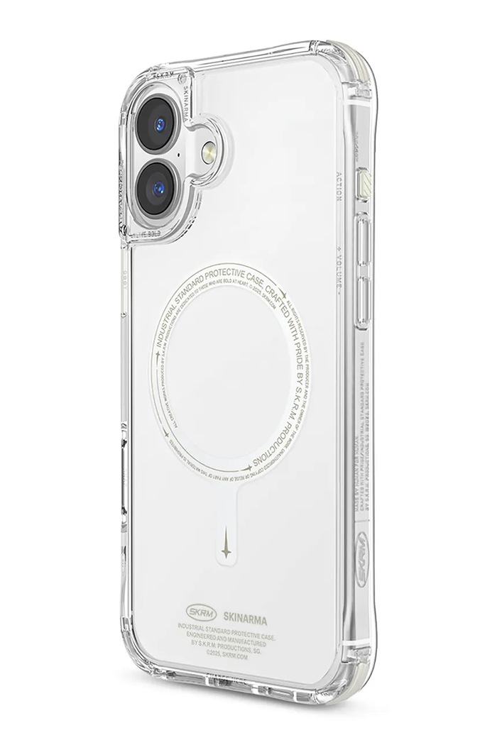 Maskica za telefon s ugrađenim magnetskim prstenom Skinarma iPhone 16 transparentna SK.2024P61.SDOGLOW.GRN