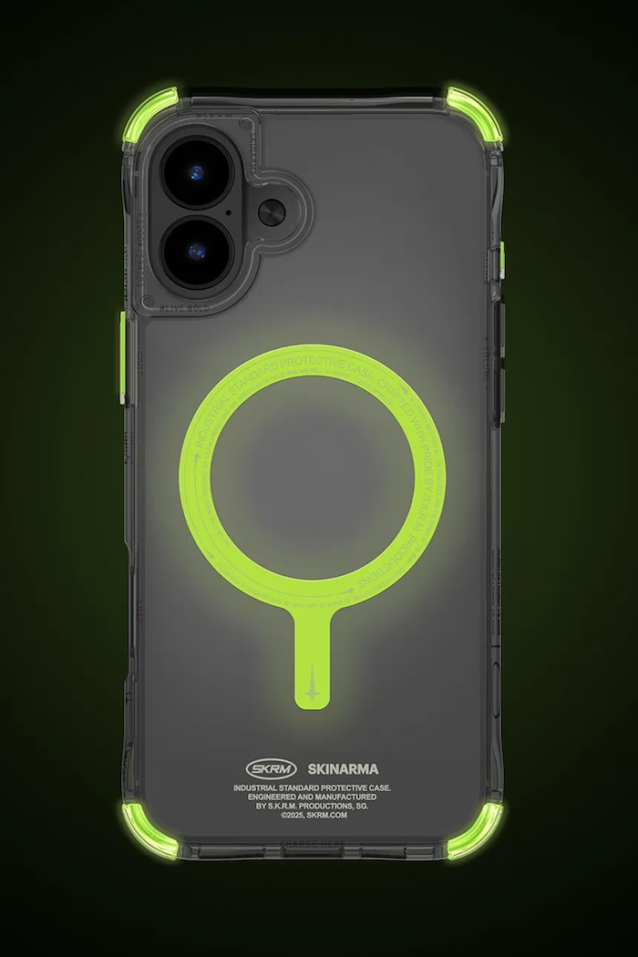 Maskica za telefon s ugrađenim magnetskim prstenom Skinarma iPhone 16 SK.2024P61.SDOGLOW.GRN transparentna