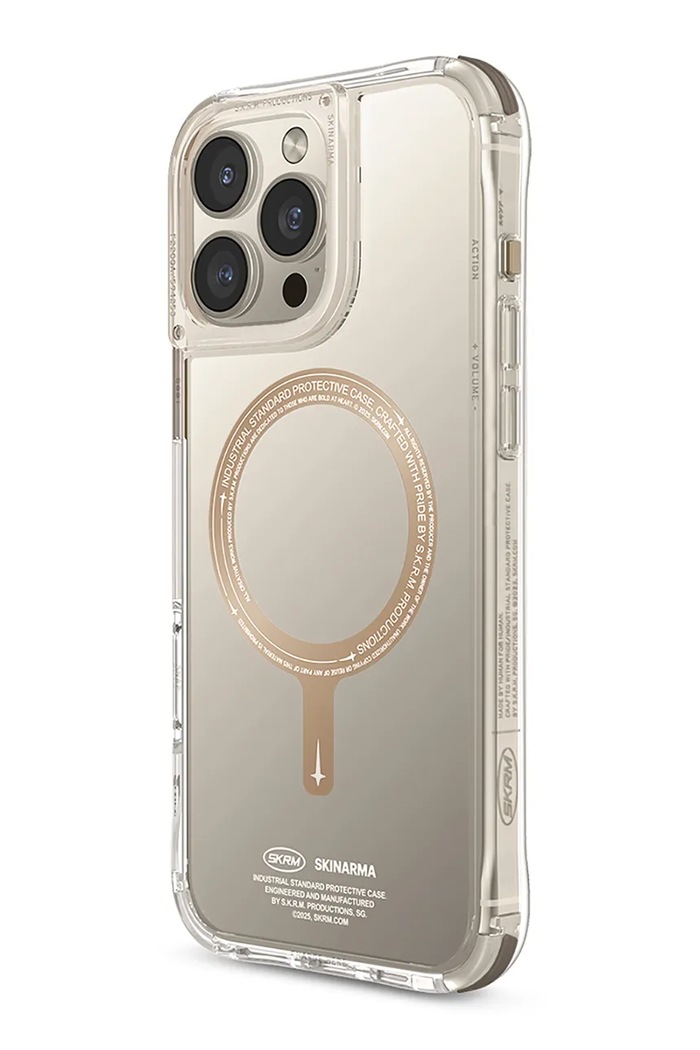 Etui za telefon z vgrajenim magnetnim obročem Skinarma iPhone 16 Pro bež SK.2024PP63.SDOPRM.GLD