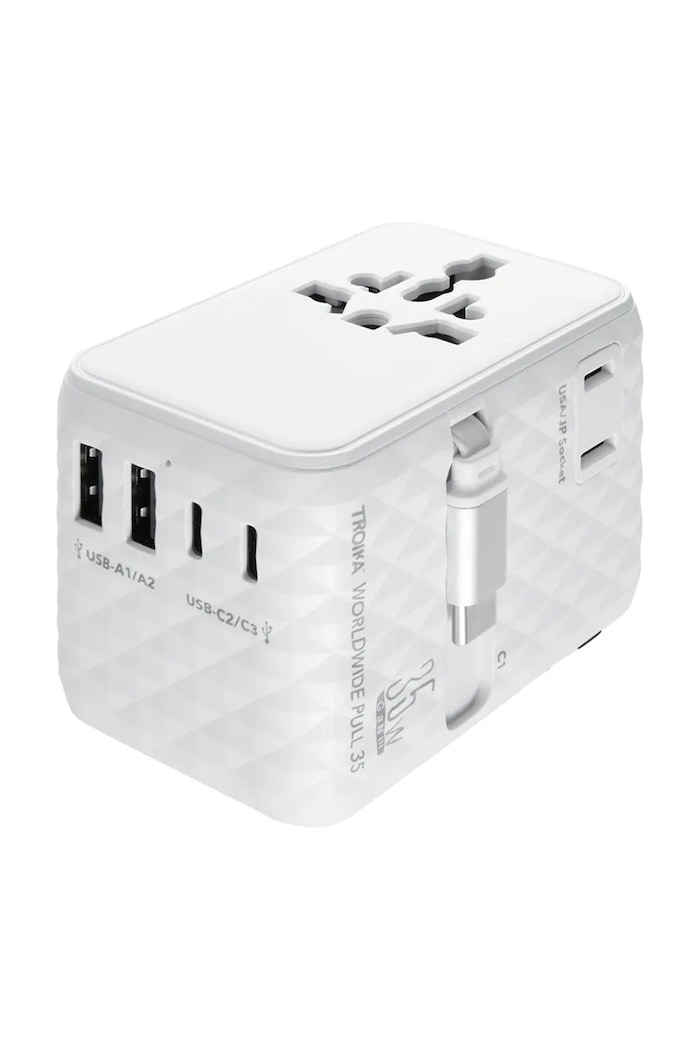 Sieťová multiportová nabíjačka na telefón Troika 8 x 6 cm biela TRTRA35.WH