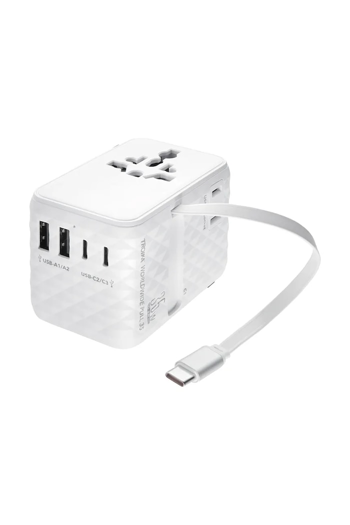 Sieťová multiportová nabíjačka na telefón Troika 8 x 6 cm TRTRA35.WH biela AA00