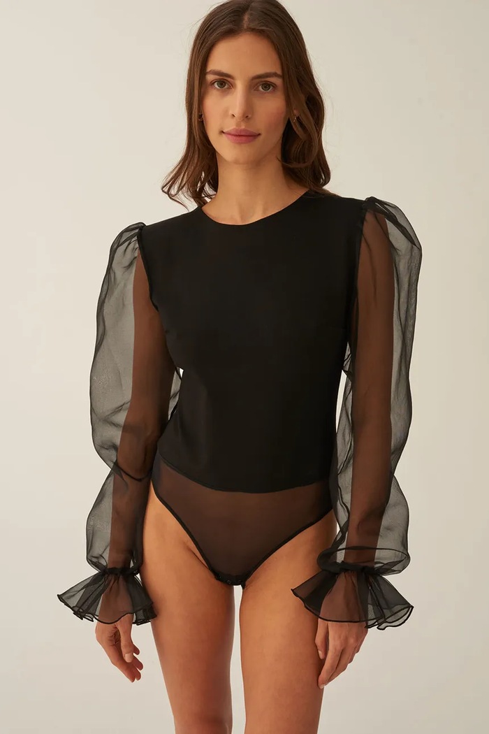 Oblečenie Body s prímesou hodvábu Undress Code Thong 818 čierna
