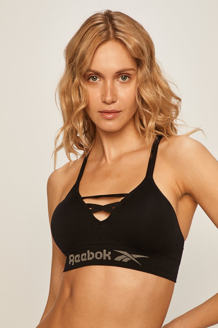Reebok - Biustonosz sportowy U4.C9497 bez fiszbinów czarny U4.C9497