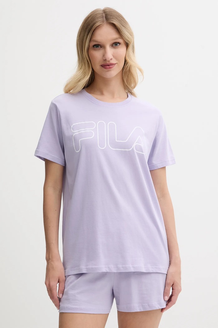 Fila pijama din două piese pentru femei din bumbac uni violet FPS4177