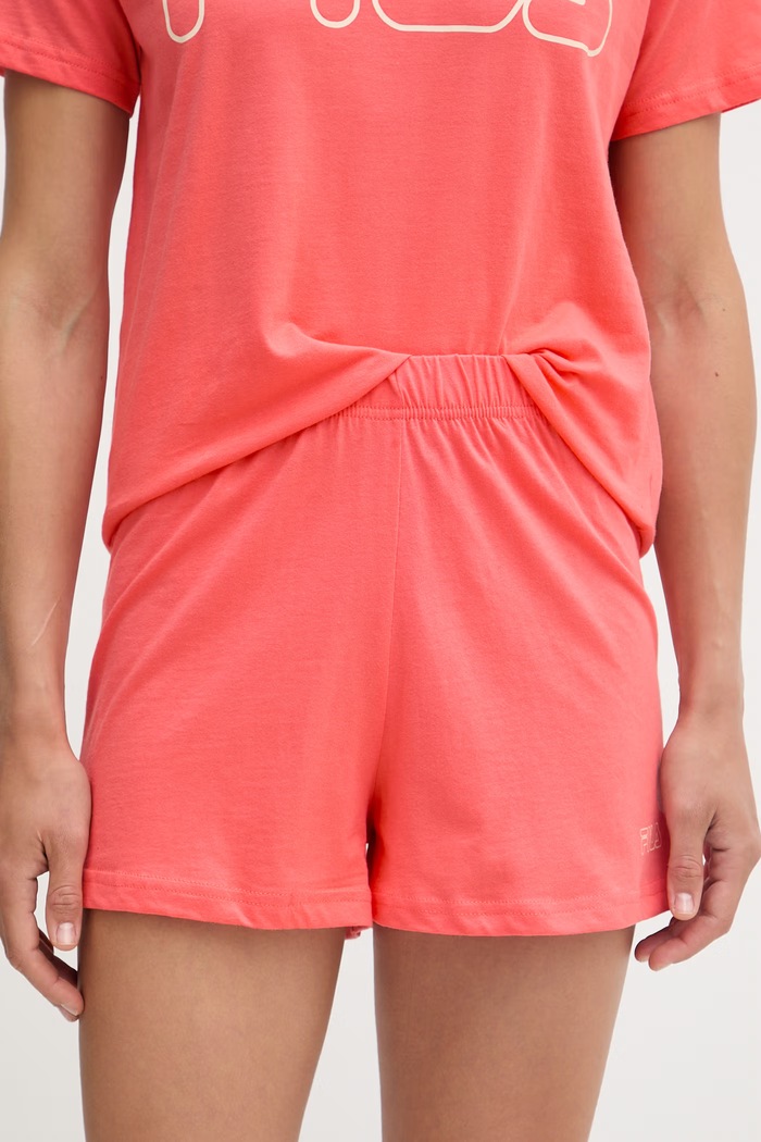 Fila pijama din două piese pentru femei din bumbac roz FPS4177