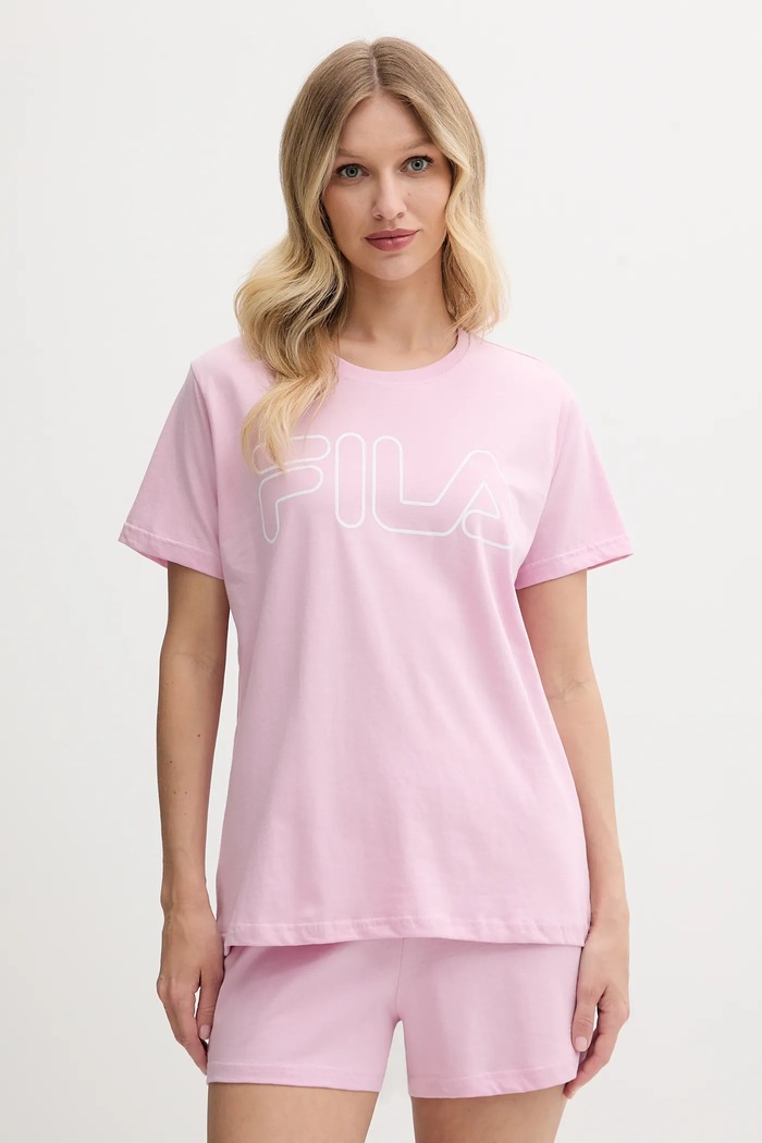 Fila pijama din două piese pentru femei din bumbac roz FPS4177