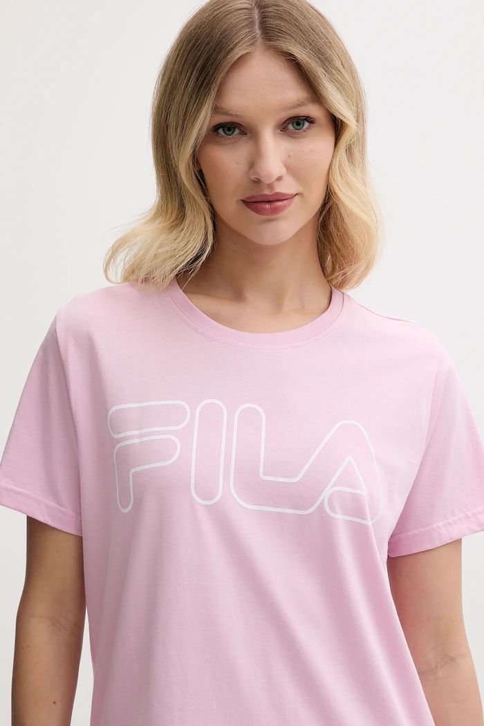 Fila pijama din două piese pentru femei din bumbac roz FPS4177