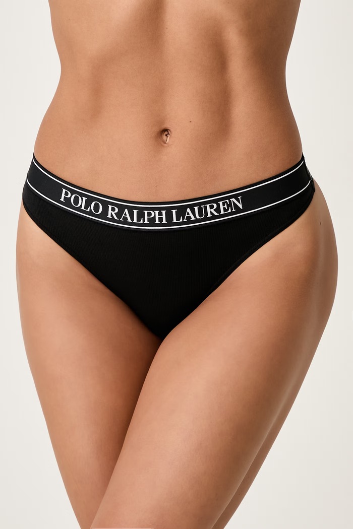 Polo Ralph Lauren Chiloți g-string pentru femei cu bumbac negru 4P0483