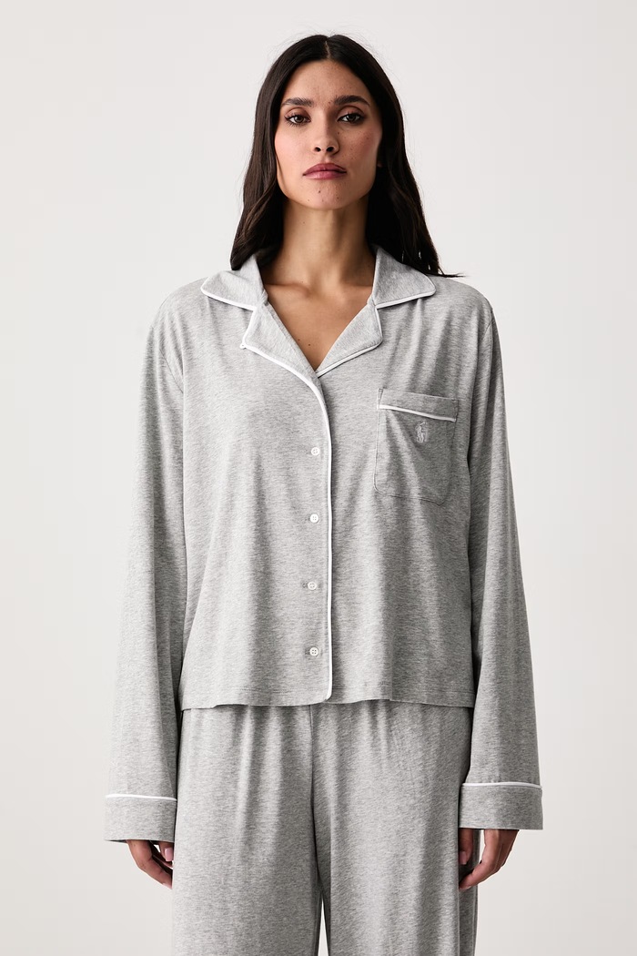 Polo Ralph Lauren Piżama dwuczęściowa damska z bawełną 4P0229 szary AA00