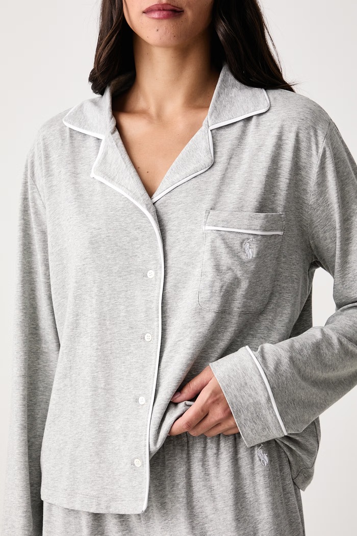 Piżama dwuczęściowa damska z bawełną Polo Ralph Lauren szary 4P0229