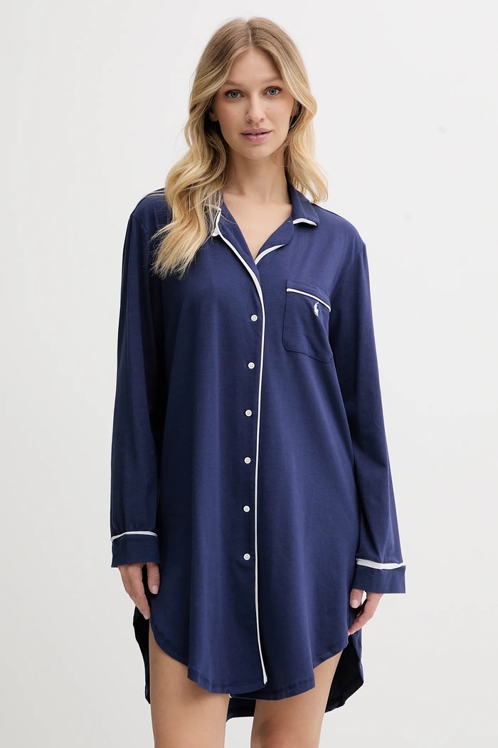 Polo Ralph Lauren noční košile dámská s bavlnou námořnická modř 4P0230