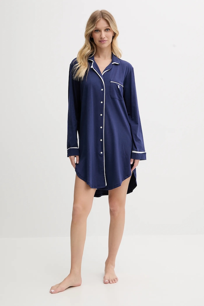 Polo Ralph Lauren noční košile dámská s bavlnou 4P0230 námořnická modř AA00