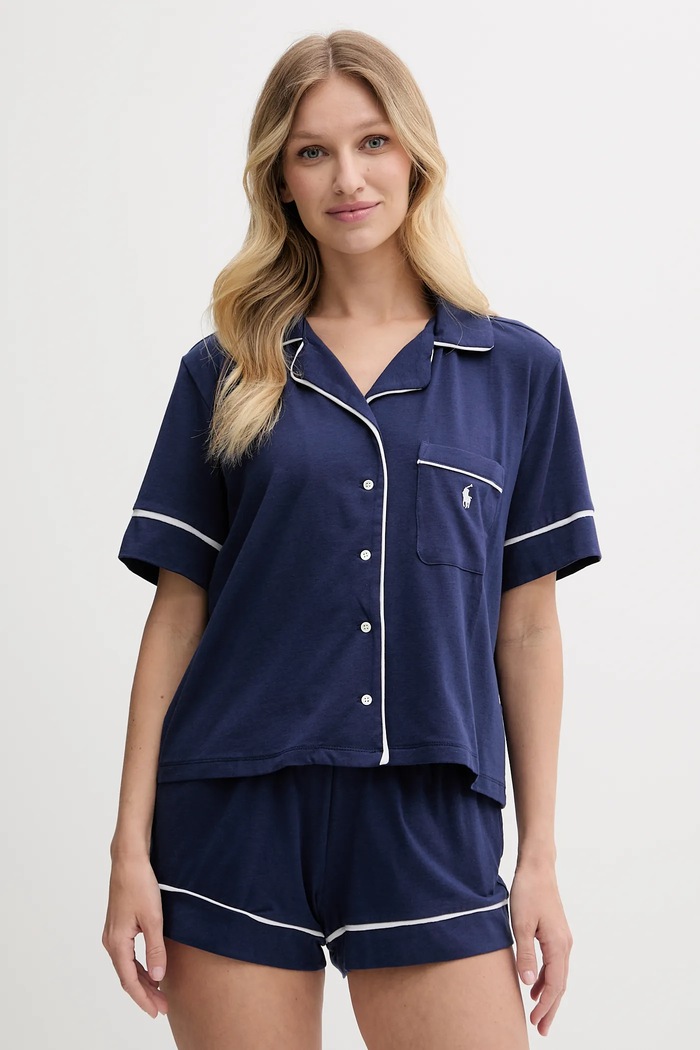 Pyžamo Polo Ralph Lauren jemný vzor tmavomodrá 4P0231
