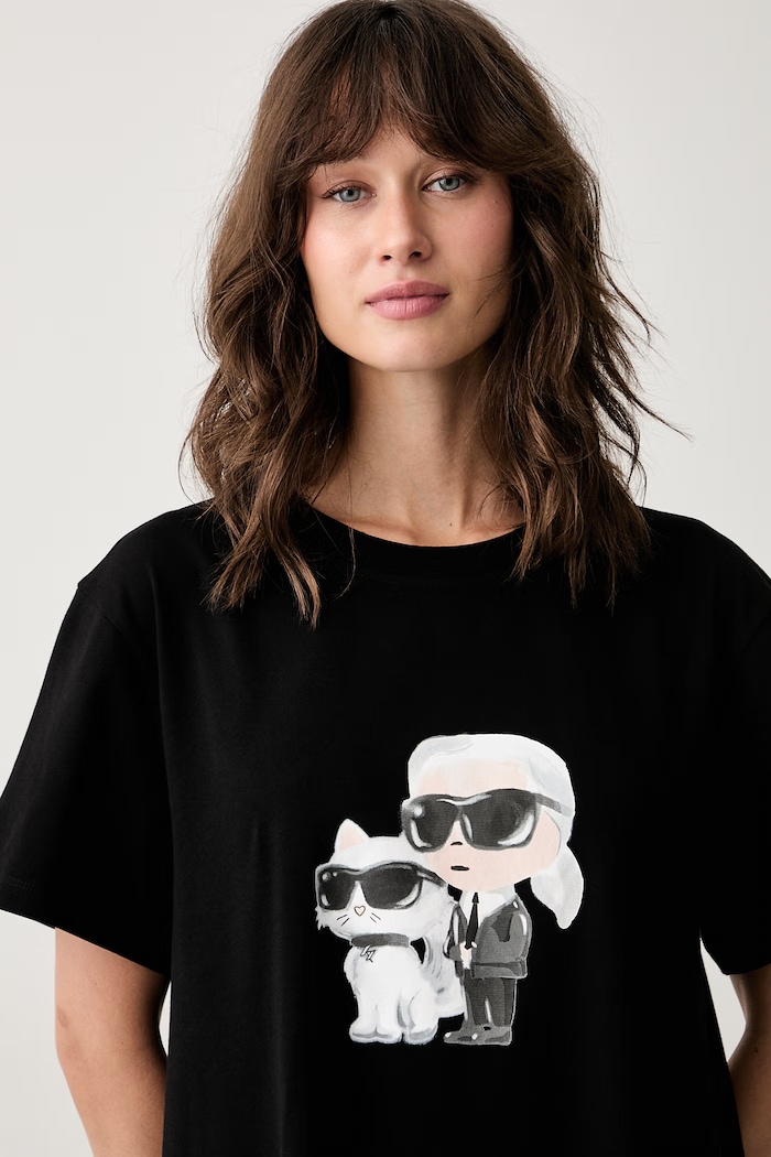 Odjeća Karl Lagerfeld spavaćica za žene od pamuka s elastanom IKON A3W45007 crna