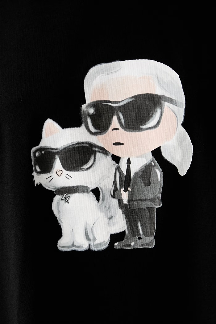 Karl Lagerfeld nočná košieľka dámska bavlnená s elastanom IKON čierna A3W45007