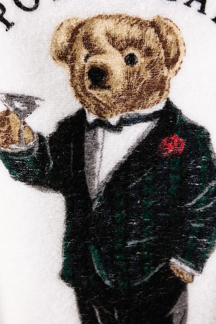 Halat de baie din pânză terry pentru femei din bumbac Polo Ralph Lauren alb 4P0396