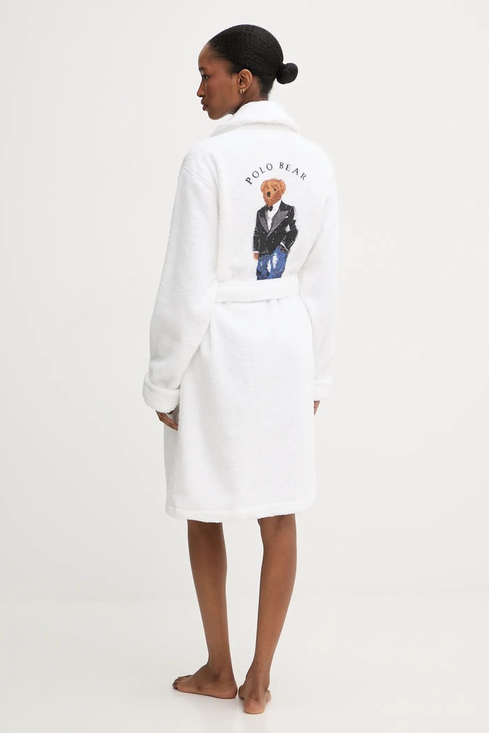 Ρούχα Polo Ralph Lauren πετσετέ μπουρνούζι γυναικείο βαμβακερό 4P0396 λευκό