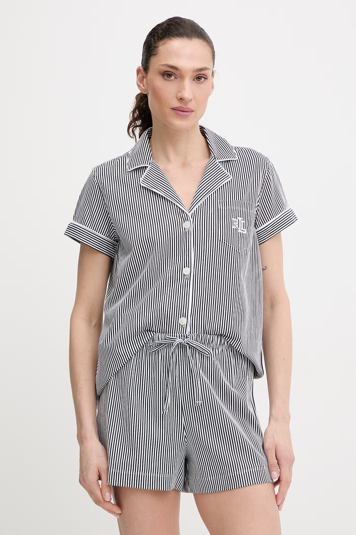 Bavlnené pyžamo Lauren Ralph Lauren bavlna tmavomodrá ILN82313